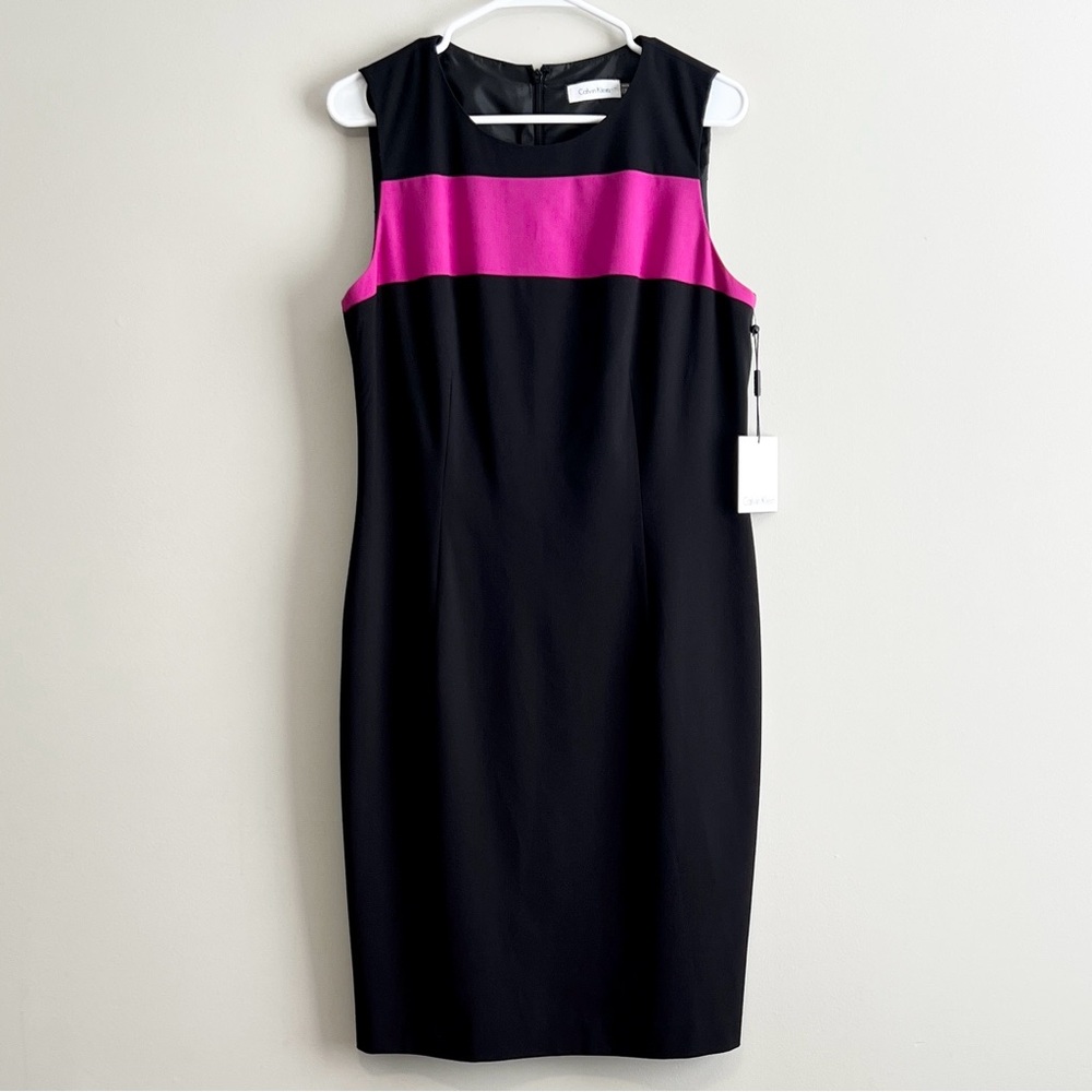 NWT Calvin Klein Colorblock Stripe Sleeveless Sheath Dress